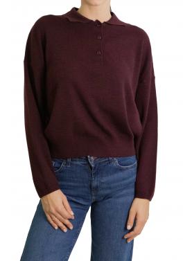 Maglione con bottoni e colletto tinta unita 
